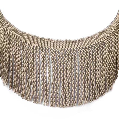 Fenghuangwu Vorhang-Fransen, Bullion-Fransenbesatz, Viskose, Stoff, Quaste, 10,2 cm breit und Verzierungen, Vorhanggewichte, Stoff, Sofa-Fransen zum Nähen, DIY-Dekoration (Dunkelbeige #14) von fenghuangwu