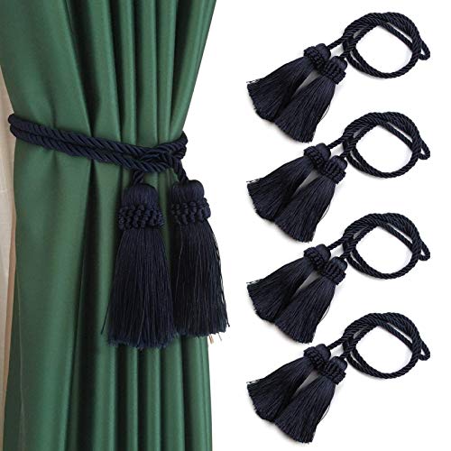 Fenghuangwu Vorhang-Raffhalter, handgefertigt, dekorativ, mit Quaste, Marineblau, 4 Stück Fenghuangwu Vorhang-Raffhalter, handgefertigt, dekorativ, mit Quaste, Marineblau, 4 Stück von fenghuangwu