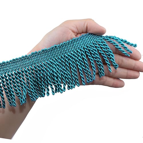 Fenghuangwu Vorhangfransen Bullion Fransenborte 1,6 m x 6,3 cm Stoffborten Nähen DIY Dekoration für Vorhang Sofa Kleidung (Blau #44, 9,1 m) von fenghuangwu