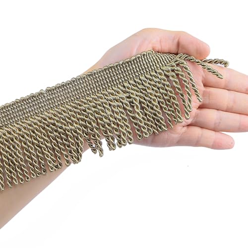 Fenghuangwu Vorhangfransen Bullion Fransenborte 1,6 m x 6,3 cm Stoffborten Nähen DIY Dekoration für Vorhang Sofa Kleidung (Taupe #45, 9,1 m) von fenghuangwu