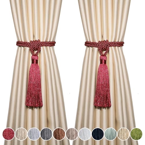 fenghuangwu Vorhang-Raffhalter mit Quasten, Seil, Vorhang-Raffhalter, handgefertigt, aus Polyester, rot, 2 Stück, 12179 fenghuangwu Vorhang-Raffhalter mit Quasten, Seil, Vorhang-Raffhalter, handgefertigt, aus Polyester, rot, 2 Stück, 12179 von fenghuangwu