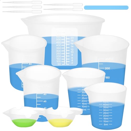 8 Stück Silikon Messbecher Epoxidharz, 50/100/250/600ml Silikonbecher zum Gießen, Silikon Messbecher Krüge mit Skala, Rührstäbchen und Pipetten, Epoxidharz Mischbecher für DIY, Labor, Küche 8 Stück Silikon Messbecher Epoxidharz, 50/100/250/600ml Silikonbecher zum Gießen, Silikon Messbecher Krüge mit Skala, Rührstäbchen und Pipetten, Epoxidharz Mischbecher für DIY, Labor, Küche von fengxuanwl