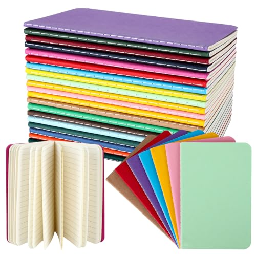 fengxuanwl 20 Stück Notizbuch A6 mit Linien, 20 Farben Notizblock Klein, 14 cm X 9 cm Notizbuch, Kraftpapier-Einband Notizblock, 30 Seiten Pro Notizheft für Schüler, Schulen und Büros von fengxuanwl