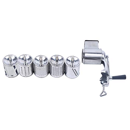 FENNNDS Manuelle Nussmühle mit 5 Austauschbaren Trommelblättern Edelstahl Spiralschneider Käsereibe mit Ein fester Clip Trommelreibe für Nüssen, Hart Käse, Schokolade, Kartoffeln, Karotten, Silber FENNNDS Manuelle Nussmühle mit 5 Austauschbaren Trommelblättern Edelstahl Spiralschneider Käsereibe mit Ein fester Clip Trommelreibe für Nüssen, Hart Käse, Schokolade, Kartoffeln, Karotten, Silber von fennnds