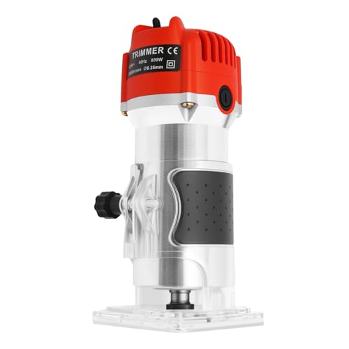 Fennnds Electric Hand Holz Oberfräse 220V 800W, Kantenfräse, Oberfräsen, Schneidedurchmesser 6.35mm, Fräsmaschine für Holzfräsen und Kantenbearbeitung von fennnds