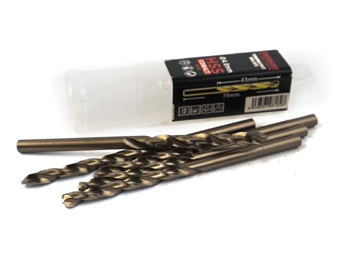 Ferrcan HSS Metallbohrer DIN338 M35 5% Kobalt Turbomax zum Bohren in Edelstahl, Eisen und anderen Metallen Packung mit 5 Stück pro Maß von ferrcan