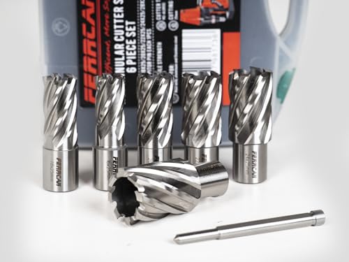 Koffer mit 6 HHS Ferrcan-Hohlbohrern, zum Bohren von Metallen, Weldonschaft von 16, 18, 20, 22, 24 und 28 mm mit einer Tiefe von 25 mm. Koffer mit 6 HHS Ferrcan-Hohlbohrern, zum Bohren von Metallen, Weldonschaft von 16, 18, 20, 22, 24 und 28 mm mit einer Tiefe von 25 mm. von ferrcan