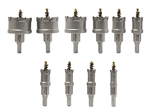 Ferrcan Metallschneider Hartmetallspitze Edelstahl TCT Bohrer Lochsägen Bits Set Bohrerset TCT Wolframkarbid bestückt zum Bohren von Metall und Edelstahl 10 Bohrer im Koffer Ferrcan Metallschneider Hartmetallspitze Edelstahl TCT Bohrer Lochsägen Bits Set Bohrerset TCT Wolframkarbid bestückt zum Bohren von Metall und Edelstahl 10 Bohrer im Koffer von ferrcan
