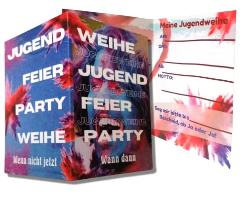 10x Einladungskarten zur Feier der Jugendweihe Klappkarten 4-seitig A6 mit Umschlag Einladung Endlich Erwachsen Jugendweihefeier Party von Feste Feiern von festefeiern-shop.de