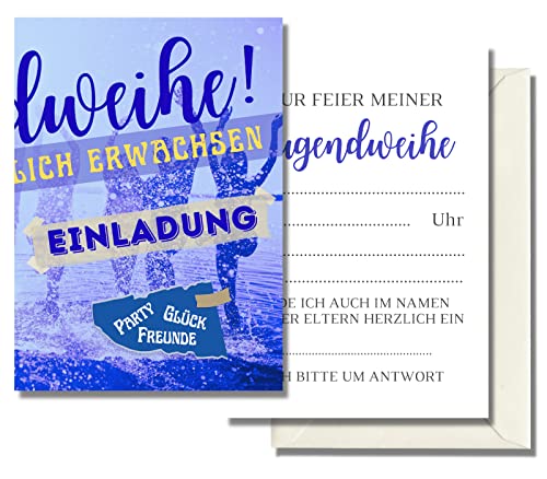 25x Einladungskarten zur Feier der Jugendweihe Klappkarten I 4-seitig A6 mit Umschlag Einladung Endlich Erwachsen Jugendfeier Party von Feste Feiern von festefeiern-shop.de
