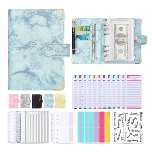 Binder Budget Notizbuch A6, 30Pcs6 Löcher Budget Binder mit Binder Taschen Budgetblätter, Etikettenaufklebern, Weiches Lineal Ringbuchordner Blau. Binder Budget Notizbuch A6, 30Pcs6 Löcher Budget Binder mit Binder Taschen Budgetblätter, Etikettenaufklebern, Weiches Lineal Ringbuchordner Blau. von feyiubmen