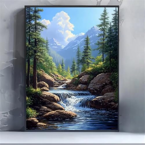 Malen Nach Zahlen Erwachsene Creek-Berge,DIY Handgemalt Ölmalerei Leinwand Kits,mit Pinseln Acrylpigment Paint by Numbers Kits Ölmalerei Bastelset für Geschenk Heimdekoration mit Rahmen,40x50cm Malen Nach Zahlen Erwachsene Creek-Berge,DIY Handgemalt Ölmalerei Leinwand Kits,mit Pinseln Acrylpigment Paint by Numbers Kits Ölmalerei Bastelset für Geschenk Heimdekoration mit Rahmen,40x50cm von fghgbf