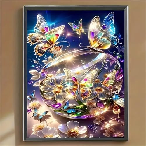 Paint by Number for Adult,Abstract Butterfly DIY Oil Painting Kits on Canvas for Beginner,with Brushes and Acrylic Pigment,Paint by Numbers Arts and Crafts Kit for Home Decor with frame,30x40cm von fghgbf