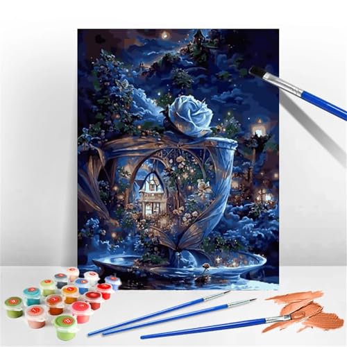Paint by Number for Adult,Abstract House Rose DIY Oil Painting Kits on Canvas for Beginner,with Brushes and Acrylic Pigment,Paint by Numbers Arts and Crafts Kit for Home Decor Without Frame,55x70cm Paint by Number for Adult,Abstract House Rose DIY Oil Painting Kits on Canvas for Beginner,with Brushes and Acrylic Pigment,Paint by Numbers Arts and Crafts Kit for Home Decor Without Frame,55x70cm von fghgbf