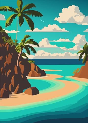 Paint by Number for Adult,Beach Clouds Sea DIY Oil Painting Kits on Canvas for Beginner,with Brushes and Acrylic Pigment,Paint by Numbers Arts and Crafts Kit for Home Decor Without Frame,40x50cm von fghgbf