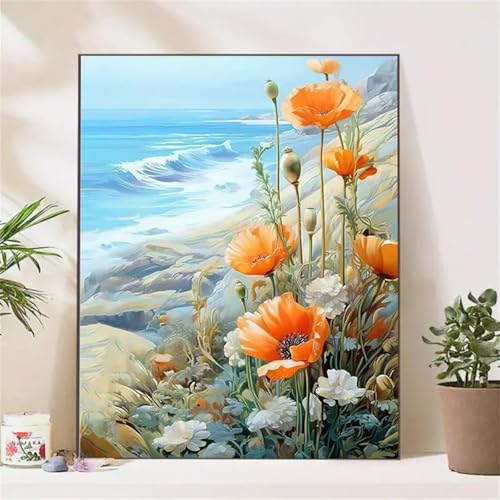 Paint by Number for Adult,Beach Yellow Flowers DIY Oil Painting Kits on Canvas for Beginner,with Brushes and Acrylic Pigment,Paint by Numbers Arts and Crafts Kit for Home Decor with frame,50x65cm Paint by Number for Adult,Beach Yellow Flowers DIY Oil Painting Kits on Canvas for Beginner,with Brushes and Acrylic Pigment,Paint by Numbers Arts and Crafts Kit for Home Decor with frame,50x65cm von fghgbf