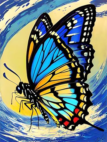 Paint by Number for Adult,Blue Yellow Butterfly DIY Oil Painting Kits on Canvas for Beginner,with Brushes and Acrylic Pigment,Paint by Numbers Arts and Crafts Kit for Home Decor with frame,50x65cm Paint by Number for Adult,Blue Yellow Butterfly DIY Oil Painting Kits on Canvas for Beginner,with Brushes and Acrylic Pigment,Paint by Numbers Arts and Crafts Kit for Home Decor with frame,50x65cm von fghgbf
