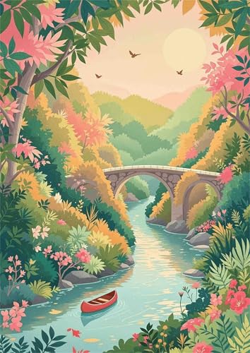 Paint by Number for Adult,Bridge Landscape Lake DIY Oil Painting Kits on Canvas for Beginner,with Brushes and Acrylic Pigment,Paint by Numbers Arts and Crafts Kit for Home Decor with frame,50x65cm Paint by Number for Adult,Bridge Landscape Lake DIY Oil Painting Kits on Canvas for Beginner,with Brushes and Acrylic Pigment,Paint by Numbers Arts and Crafts Kit for Home Decor with frame,50x65cm von fghgbf