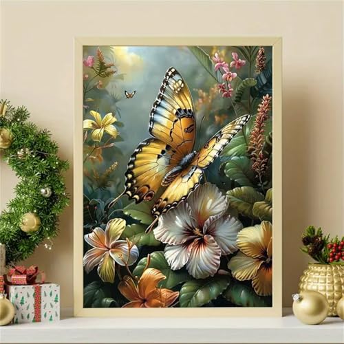 Paint by Number for Adult,Butterfly Flower DIY Oil Painting Kits on Canvas for Beginner,with Brushes and Acrylic Pigment,Paint by Numbers Arts and Crafts Kit for Home Decor Without Frame,55x70cm Paint by Number for Adult,Butterfly Flower DIY Oil Painting Kits on Canvas for Beginner,with Brushes and Acrylic Pigment,Paint by Numbers Arts and Crafts Kit for Home Decor Without Frame,55x70cm von fghgbf