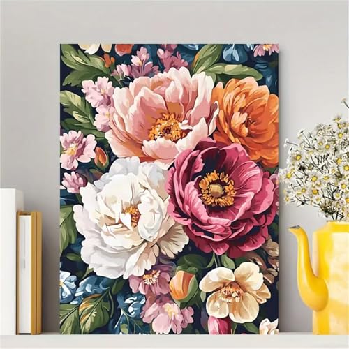 Paint by Number for Adult,White Pink Peony DIY Oil Painting Kits on Canvas for Beginner,with Brushes and Acrylic Pigment,Paint by Numbers Arts and Crafts Kit for Home Decor Without Frame,40x50cm Paint by Number for Adult,White Pink Peony DIY Oil Painting Kits on Canvas for Beginner,with Brushes and Acrylic Pigment,Paint by Numbers Arts and Crafts Kit for Home Decor Without Frame,40x50cm von fghgbf