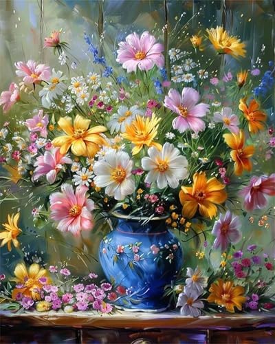 Paint by Number for Adult,White Yellow Flower DIY Oil Painting Kits on Canvas for Beginner,with Brushes and Acrylic Pigment,Paint by Numbers Arts and Crafts Kit for Home Decor Without Frame,40x50cm Paint by Number for Adult,White Yellow Flower DIY Oil Painting Kits on Canvas for Beginner,with Brushes and Acrylic Pigment,Paint by Numbers Arts and Crafts Kit for Home Decor Without Frame,40x50cm von fghgbf