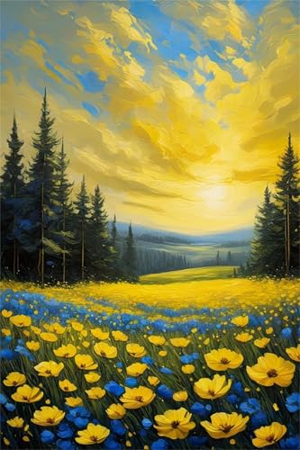 Paint by Number for Adult,Yellow Flower Field DIY Oil Painting Kits on Canvas for Beginner,with Brushes and Acrylic Pigment,Paint by Numbers Arts and Crafts Kit for Home Decor Without Frame,40x50cm Paint by Number for Adult,Yellow Flower Field DIY Oil Painting Kits on Canvas for Beginner,with Brushes and Acrylic Pigment,Paint by Numbers Arts and Crafts Kit for Home Decor Without Frame,40x50cm von fghgbf