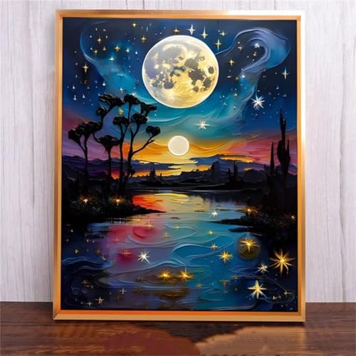 fghgbf 5D River Moon Diamond Painting Kits for Adults Beginners,DIY Square Full Drill Diamond Art Crystal Rhinestone Cross Stitch Painting by Numbers Picture for Home Wall Decor 100x130cm fghgbf 5D River Moon Diamond Painting Kits for Adults Beginners,DIY Square Full Drill Diamond Art Crystal Rhinestone Cross Stitch Painting by Numbers Picture for Home Wall Decor 100x130cm von fghgbf