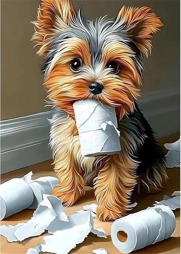 fghgbf Paint by Number for Adult,Cute Dog DIY Oil Painting Kits on Canvas for Beginner,with Brushes and Acrylic Pigment,Paint by Numbers Arts and Crafts Kit for Home Decor Without Frame,55x70cm von fghgbf