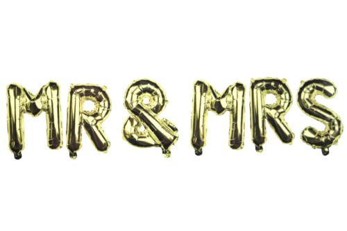fiXte Folienballon "Mr & Mrs" Buchstaben Banner Geburtstage Party Jahrestag Dekoration 34 cm hoch (Gold) von fiXte