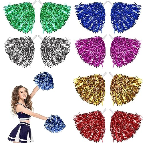 12 Stücke Cheerleader Pompons Cheerleading Poms Sport Pompons Cheers Ball Pompoms für Sportveranstaltungen Tanz Nacht Party Ballspiele Karnevalspartys Verwendet(Gold Silber Blau Rosa Grün und Rot) von fidget pack