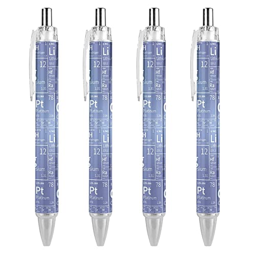 Chemical Elements from Periodensystem Retractable Kugelschreiber Kleine Spitze s Custom Pattern Schöne Stifte 0,55 mm Schwarze Tinte 4 Stück von fifbird