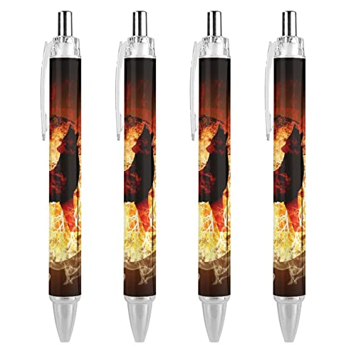 Flammender Wolf Howing Moon bedruckter einziehbarer Kugelschreiber, blaue Kugelschreiber, Spitze für Arbeit und Büro, 0,55 mm, schwarze Tinte, 4 Stück Flammender Wolf Howing Moon bedruckter einziehbarer Kugelschreiber, blaue Kugelschreiber, Spitze für Arbeit und Büro, 0,55 mm, schwarze Tinte, 4 Stück von fifbird