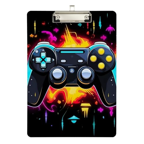 Gaming Controller auf schwarzem Acryl-Klemmbrett, Acryl-Klemmbretter für Lehrer, A4, Briefgröße 2,5 x 22,9 cm, silberfarbener Clip Gaming Controller auf schwarzem Acryl-Klemmbrett, Acryl-Klemmbretter für Lehrer, A4, Briefgröße 2,5 x 22,9 cm, silberfarbener Clip von fifbird