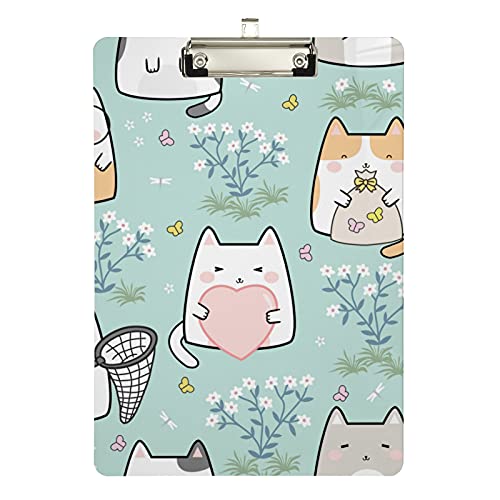 Kawaii Kunststoff-Klemmbrett mit niedlichem Katzenmotiv, 22,9 x 2,5 cm, Acryl-Klemmbretter mit flachem Profil-Clip, A4, Briefformat, robustes Brett für Klassenzimmer, Büro, Restaurant, Büros Kawaii Kunststoff-Klemmbrett mit niedlichem Katzenmotiv, 22,9 x 2,5 cm, Acryl-Klemmbretter mit flachem Profil-Clip, A4, Briefformat, robustes Brett für Klassenzimmer, Büro, Restaurant, Büros von fifbird