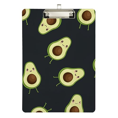 Klemmbrett mit niedlichem lächelndem Avocado-Muster, Acryl-Klemmbrett für Klassenzimmer, Büro, Krankenpflege, A4, Briefgröße, 2,5 x 22,9 cm, silberfarbener Clip, Schwarz Klemmbrett mit niedlichem lächelndem Avocado-Muster, Acryl-Klemmbrett für Klassenzimmer, Büro, Krankenpflege, A4, Briefgröße, 2,5 x 22,9 cm, silberfarbener Clip, Schwarz von fifbird