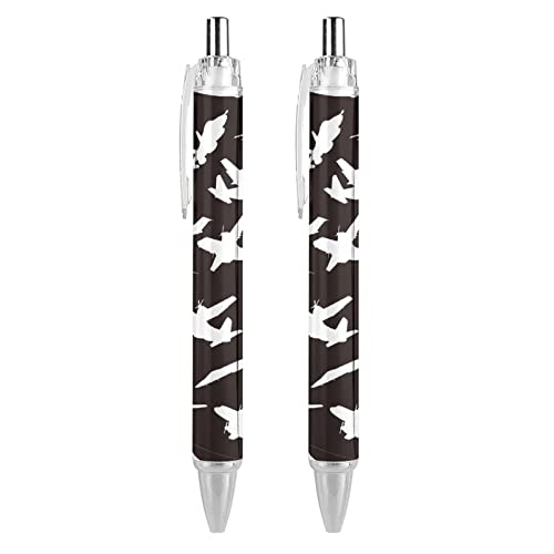 fifbird Kugelschreiber mit Flugzeug-Silhouetten, einziehbar, feine Spitze, runder Schaft, schwarz, Stifte für Notizbuch, Schreiben, Büro, Arbeiten, 0,5 mm, 4 Stück von fifbird