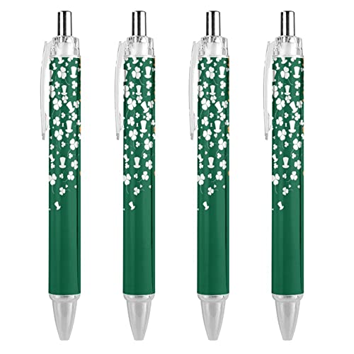 fifbird St Patricks Day Kugelschreiber mit Irland-Flagge, einziehbar, feine Spitze, runder Schaft, für Notizbuch, Schreiben, Büro, Arbeiten, 0,5 mm, 4 Stück von fifbird