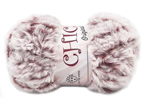 100g Wolle Fell Chic in verschiedenen Farben 100% Kunstpelz (Kirsche - 10) von filati italiani