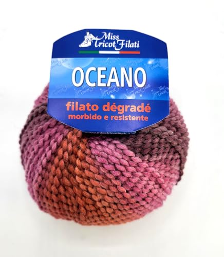1x50g Ocean Wolle Glamour-Effekt mit Wellgarn (Fuschia Ozean) von filati italiani