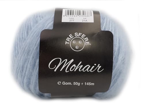50 g Mohair-Wolle - 145 m, superweich und leicht für Häkelnadeln 3-4 - 10% Mohair - 90% Premium-Acryl (hellblau - 277) von filati italiani