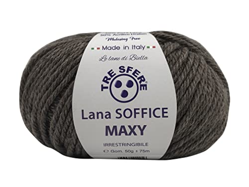 Flauschige Maxi-Wolle 50 g - 75 Meter 50% Wolle und 50% Dralon für weiche und modische Kleidungsstücke (MAXI, taupe - 109) von filati italiani