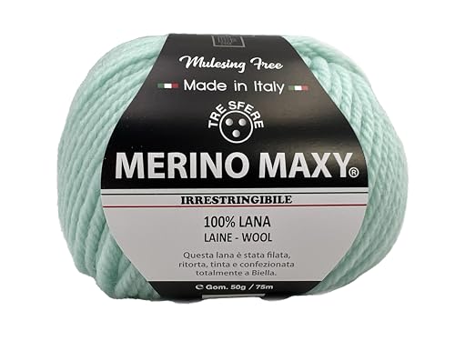 Maxy Merinowolle, 100 % Merinowolle, 50 g - 75 Meter zum Häkeln 6 für Babydecken und Kleidungsstücke von höchster Qualität, hergestellt in Italien (MAXY, Aquamarin - 021) von filati italiani