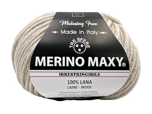 Maxy Merinowolle, 100 % Merinowolle, 50 g – 75 Meter zum Häkeln 6 für Babydecken und Kleidungsstücke von höchster Qualität, hergestellt in Italien (Maxy, Sand - 215) von filati italiani