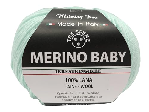 Merinowolle Baby 100% Merinowolle 50g - 175 Meter zum Häkeln 3 für Babydecken und Kleidung von höchster Qualität - Made in Italy (BABY, Aqua - 021) von filati italiani