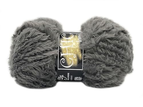 Wolle Fell Chic 100g in verschiedenen Farben 100% Kunstfell (grau-gold) von filati italiani