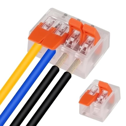 filheraze Kabelverbinder Kabelklemmen Elektro, Verbindungs Klemmen, Leiter Klemme, Klemme mit Betätigungshebel,Elektrische Anschlussblöcke für alle Leiterarten 50 Stück (Transparent) von filheraze
