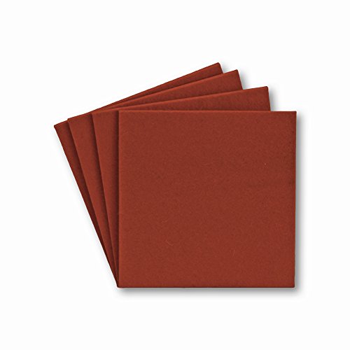 filzbrand Filz Untersetzer eckig für Gläser, Filzuntersetzer 4 Stück (4er Set), 11 x 11 cm in Karminrot, 3 mm dick, Glasuntersetzer, Getränkeuntersetzer aus Designfilz 100% Wolle – Made in Germany von filzbrand