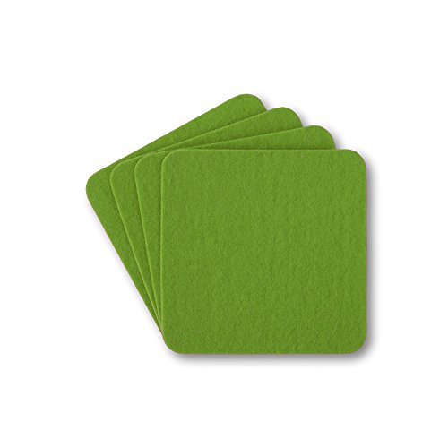 filzbrand Filz Untersetzer eckig für Gläser, Filzuntersetzer 4 Stück (4er Set), 9 x 9 cm in grasgrün, 3 mm dick, Glasuntersetzer, Getränkeuntersetzer aus Designfilz 100% Wolle – Made in Germany von filzbrand