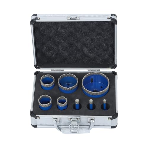 findmall Diamant-Lochsägenbohrer-Set, 6–68 mm, M14-Gewindebohrer-Bits für Fliesen, Keramik, Porzellan, Marmor, Granit, Stein, Dreieckschaft mit Aufbewahrungskoffer, 8-teilig (blau) von findmall