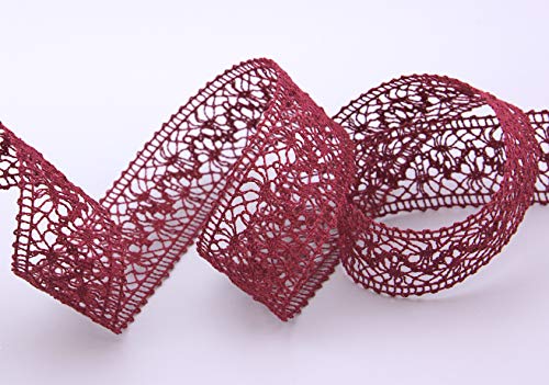 1 m x 38 mm Spitzenband EMMA BORDEAUX Meterware Spitze Häkelband Baumwollmischung Natur Optik Dekoband gehäkelt Spitzenborte von finemark
